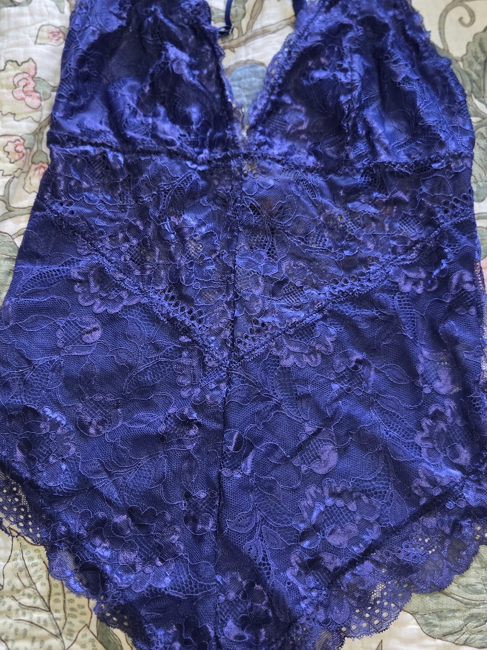 Source Unknown Royal Blue Lace V-Neck Chemise